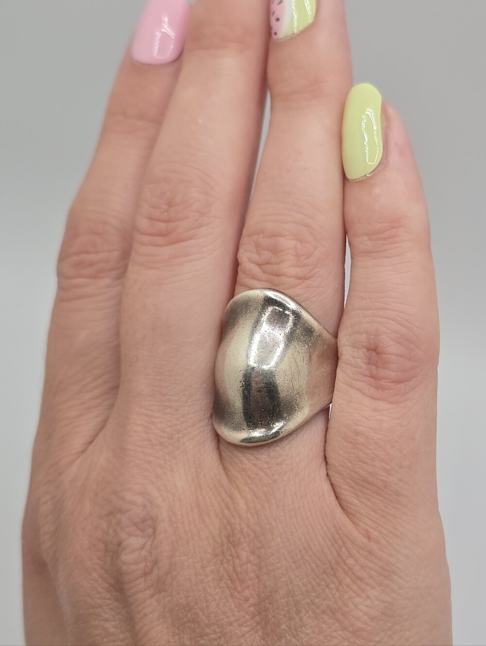 VTG Sterling Silver Dome Ring Modernist Size 6.75 Sculptural Statement